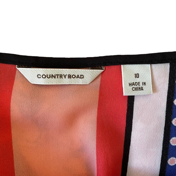 COUNTRY ROAD Sz10 blue, red and white 3/4 sleeve dress with zipper details 🥇 - Picture 9 of 10